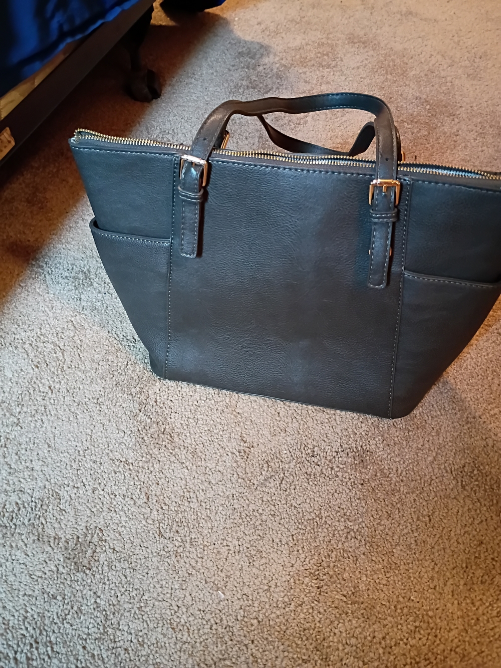 Target Dark Grey Shoulder Tote with Gold Hardware